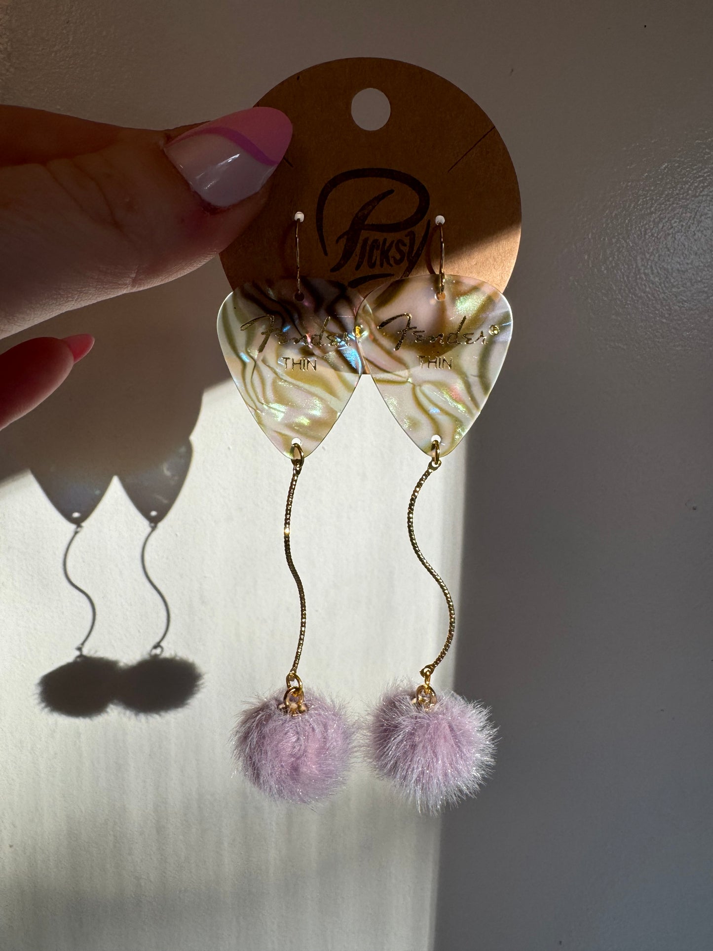 Abalone & Purple Pom Earrings