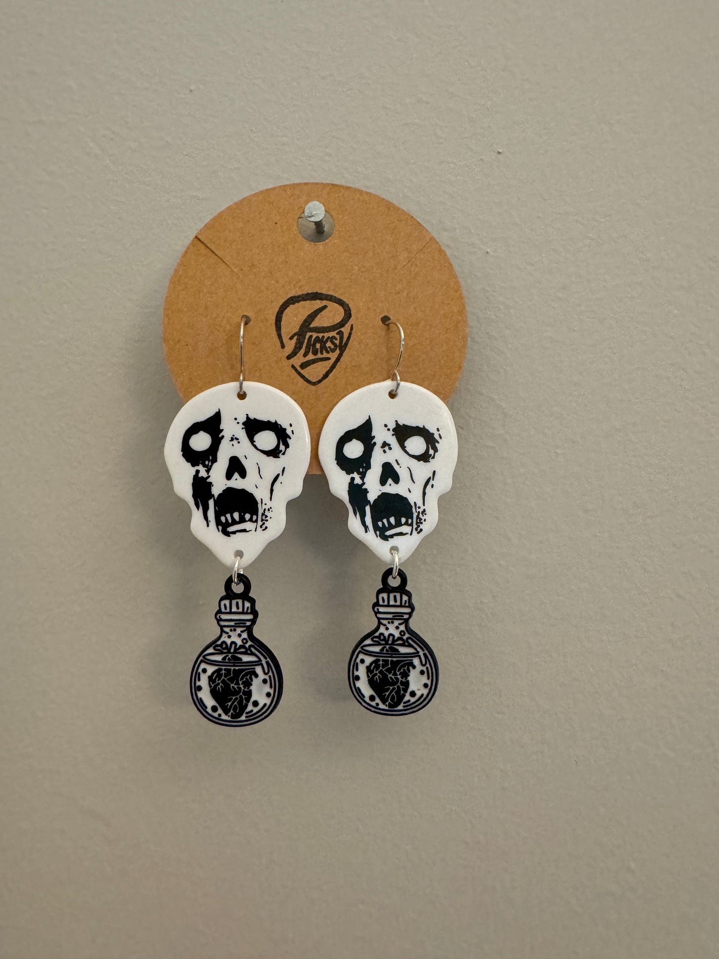 *Spooky* White & Black Zombie Earrings