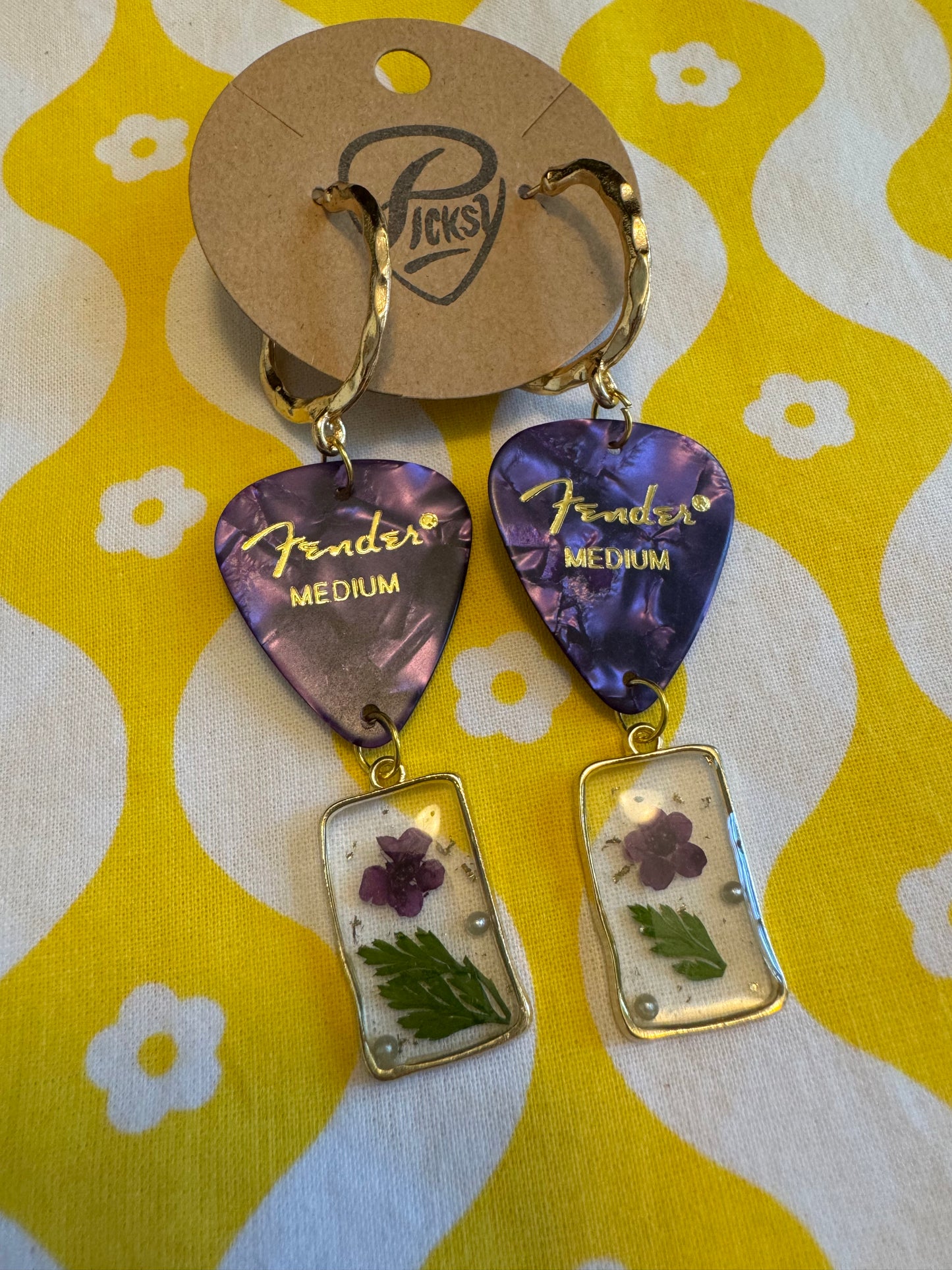 Purple Floral Resin Earrings