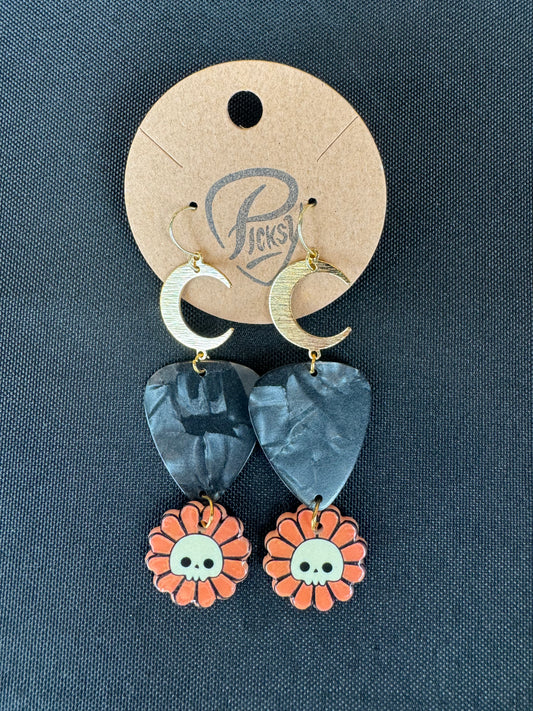 *Spooky* Skull Flower Earrings