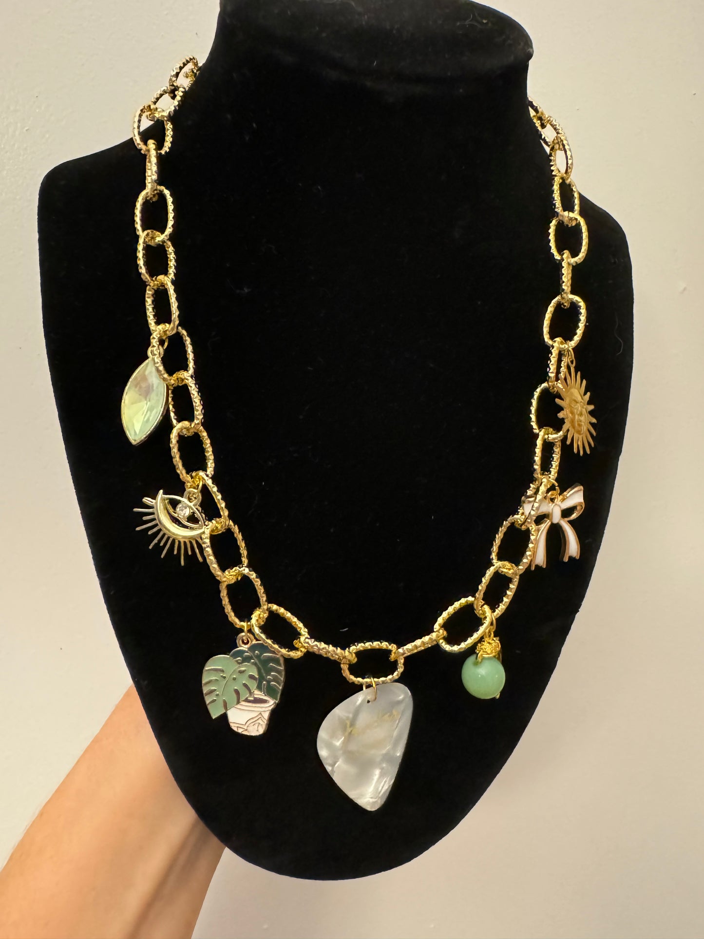 Green Goddess Charm Necklace