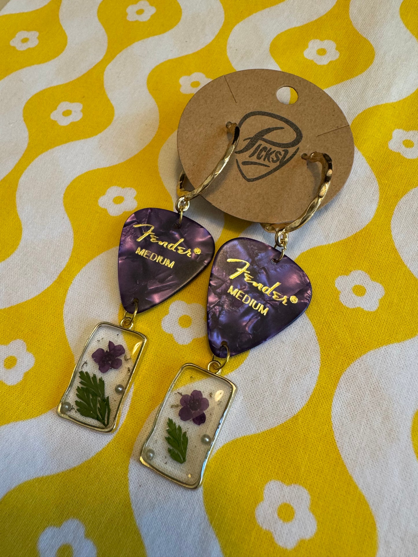 Purple Floral Resin Earrings