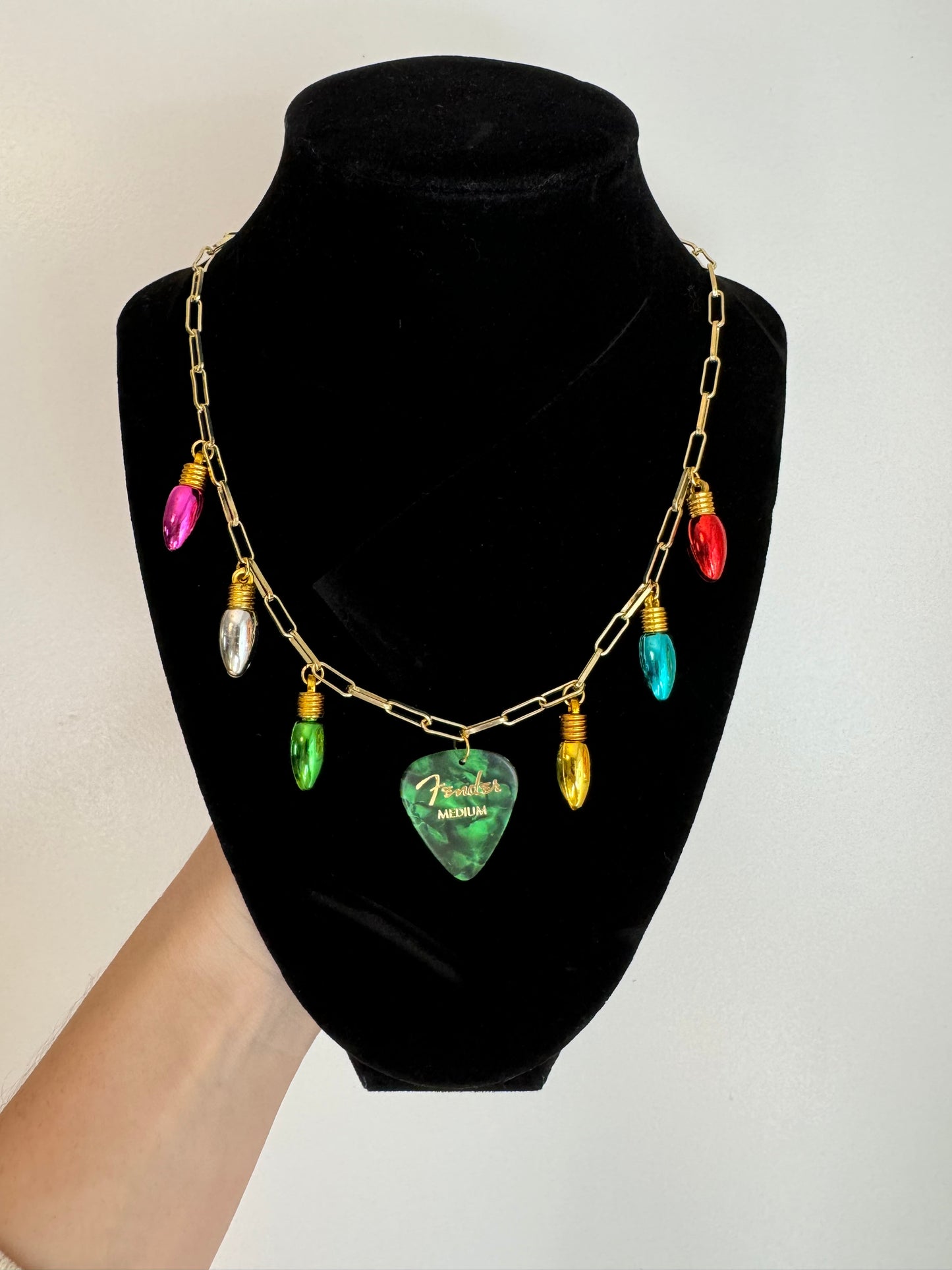 *XMAS* Lights Necklace #4 (dainty chain, large light bulbs)