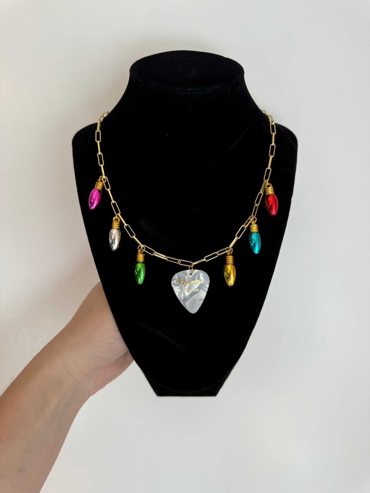 *XMAS* Lights Necklace #4 (dainty chain, large light bulbs)