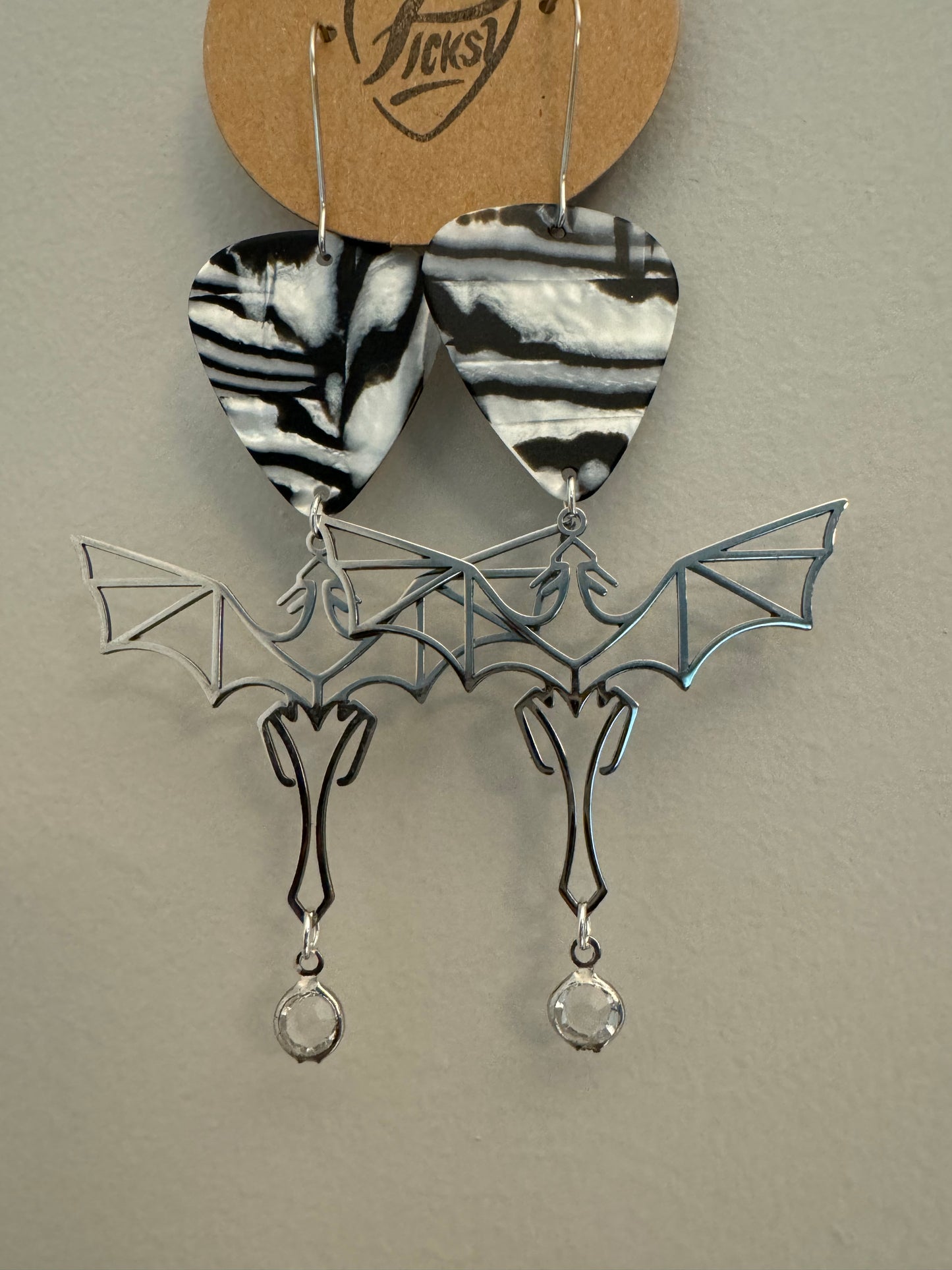 *Spooky* Black & White Dragon Earrings