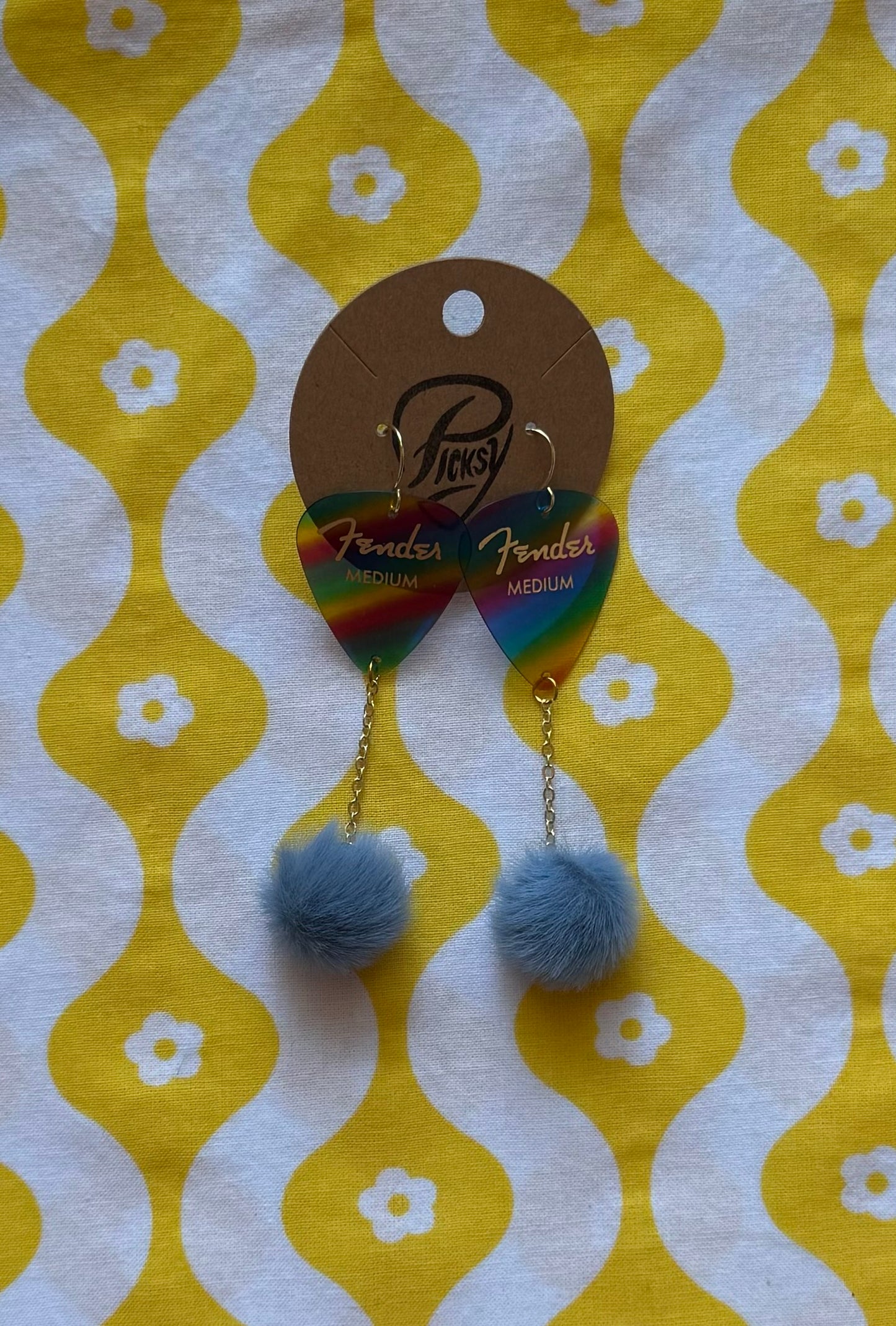 Rainbow & Blue Pom Poms