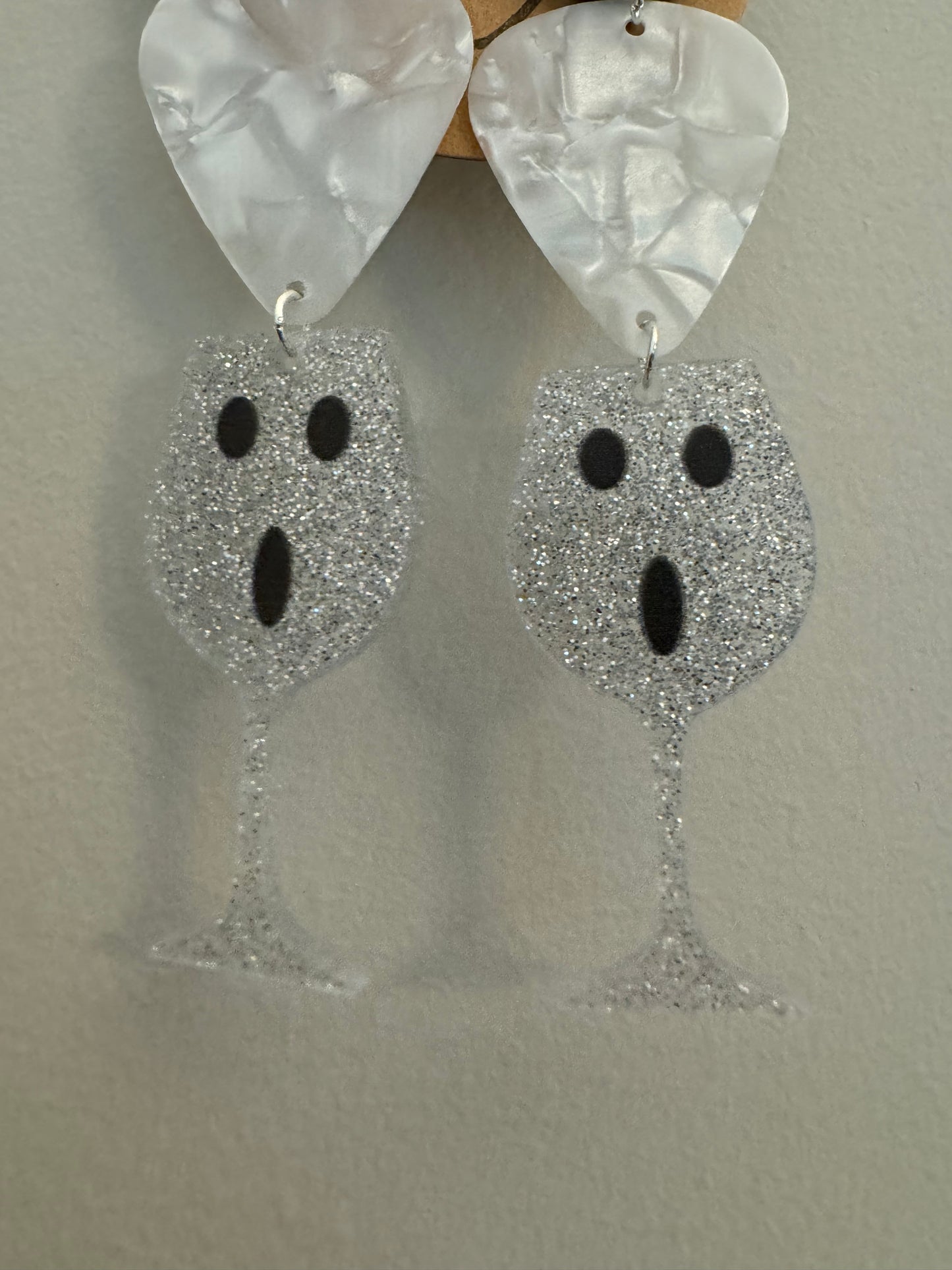 *Spooky* Ghost Wine Glass Earrings