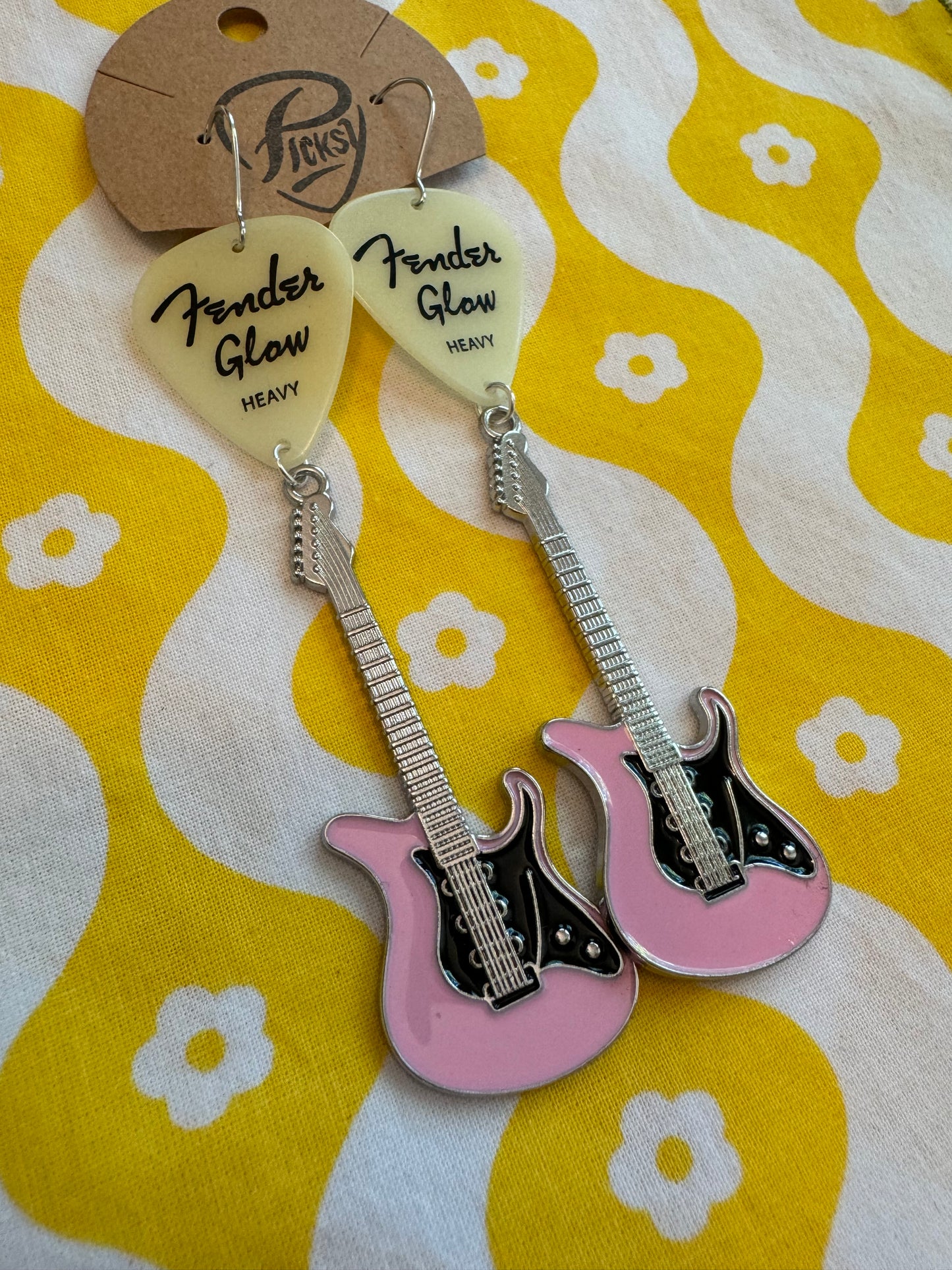 Glow in the Dark Pink Guitars