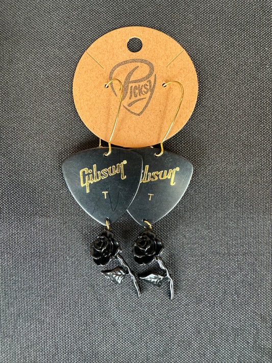 *Spooky* Black Rose Earrings