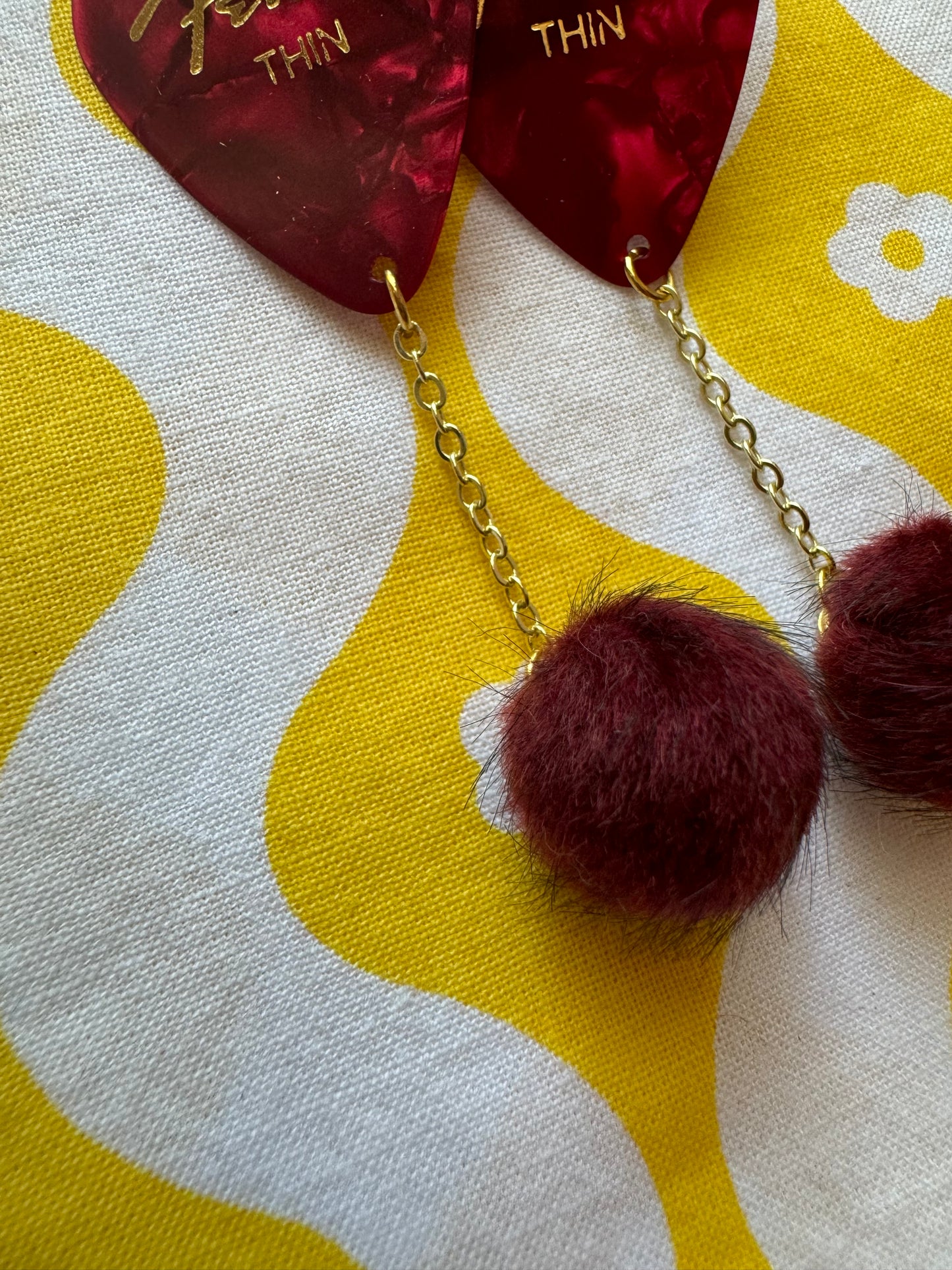 Dark Red Pom Poms