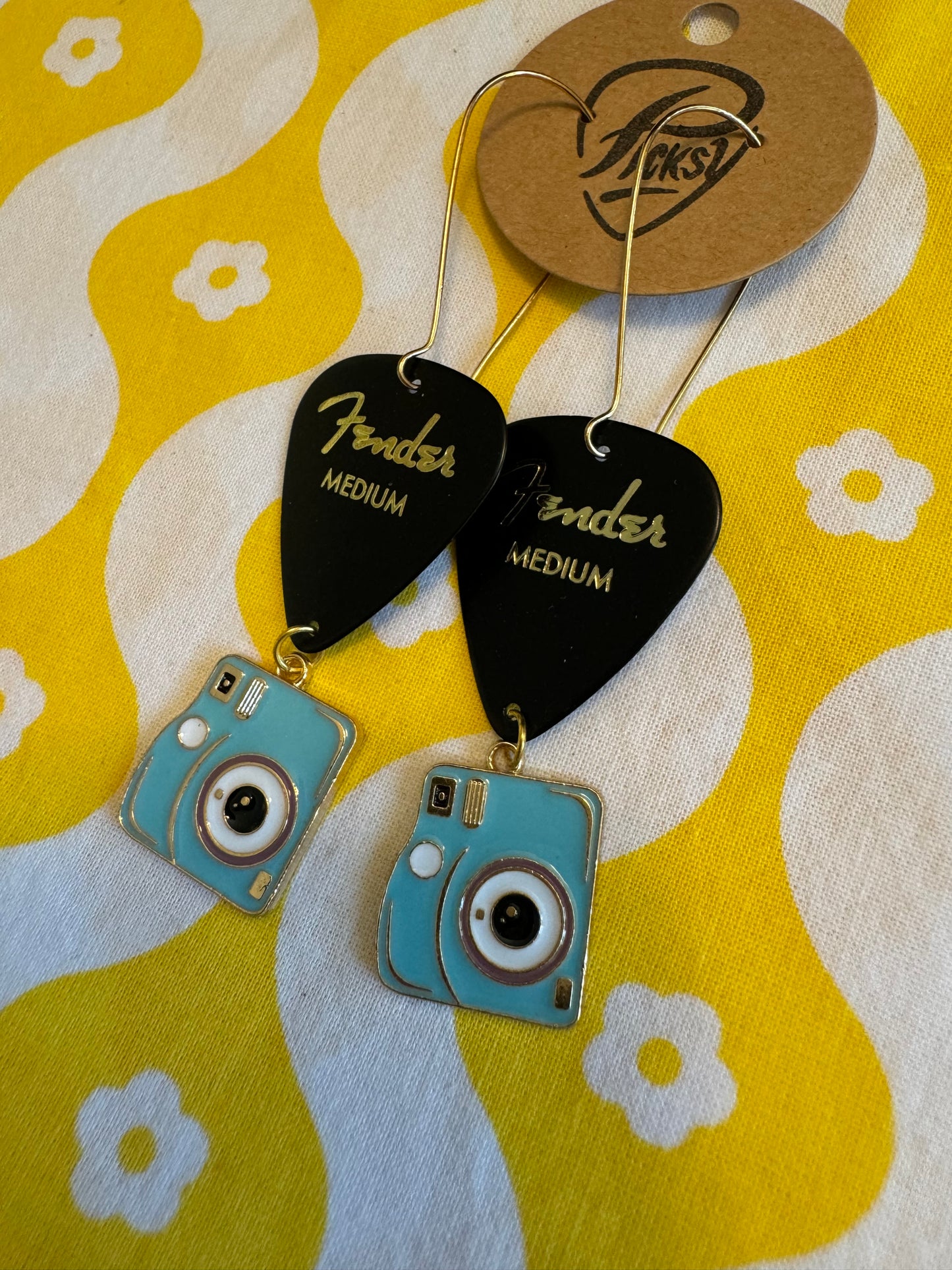 Black & Blue Polaroid Earrings