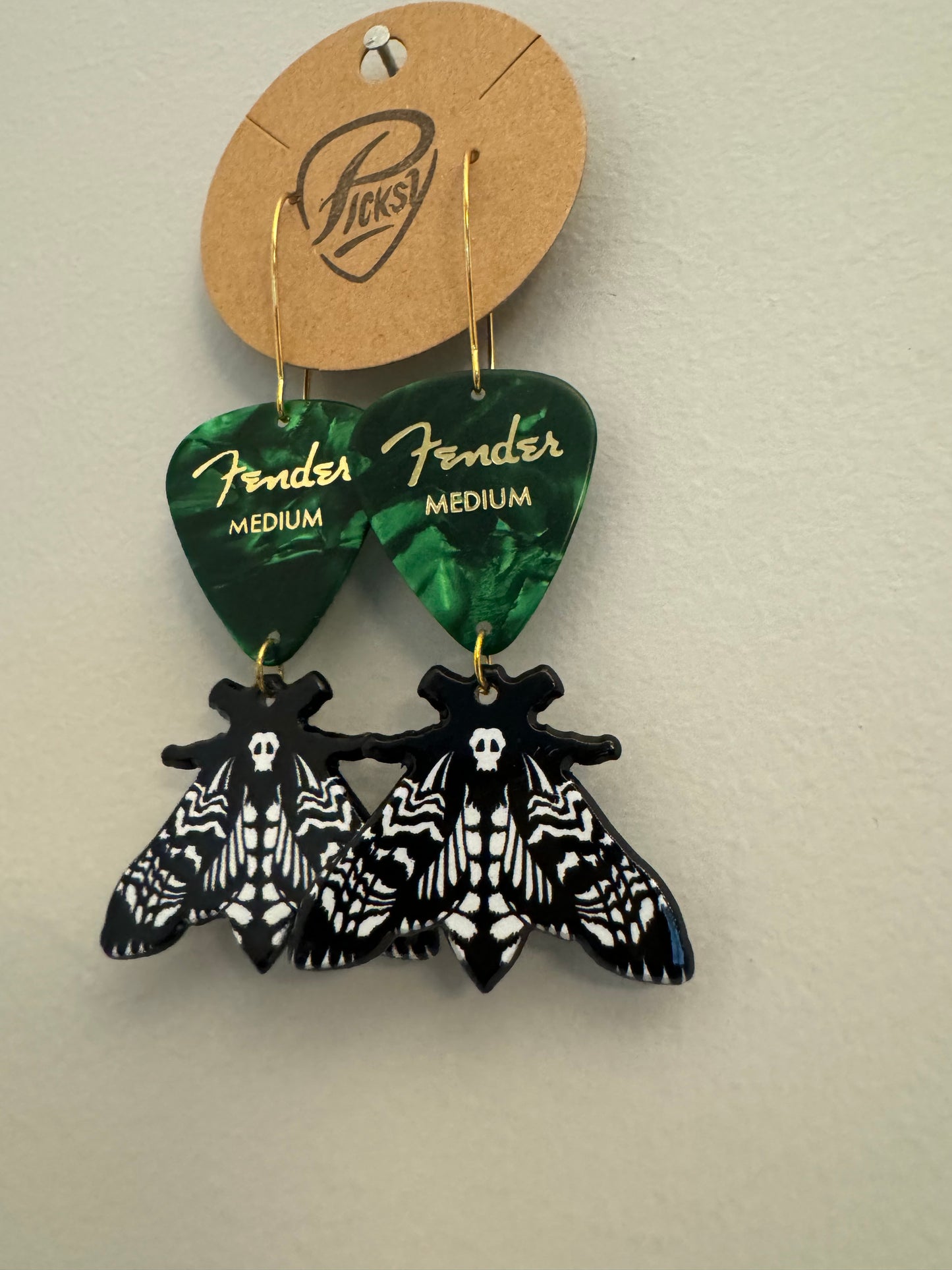 *Spooky* Green Moth Man Earrings