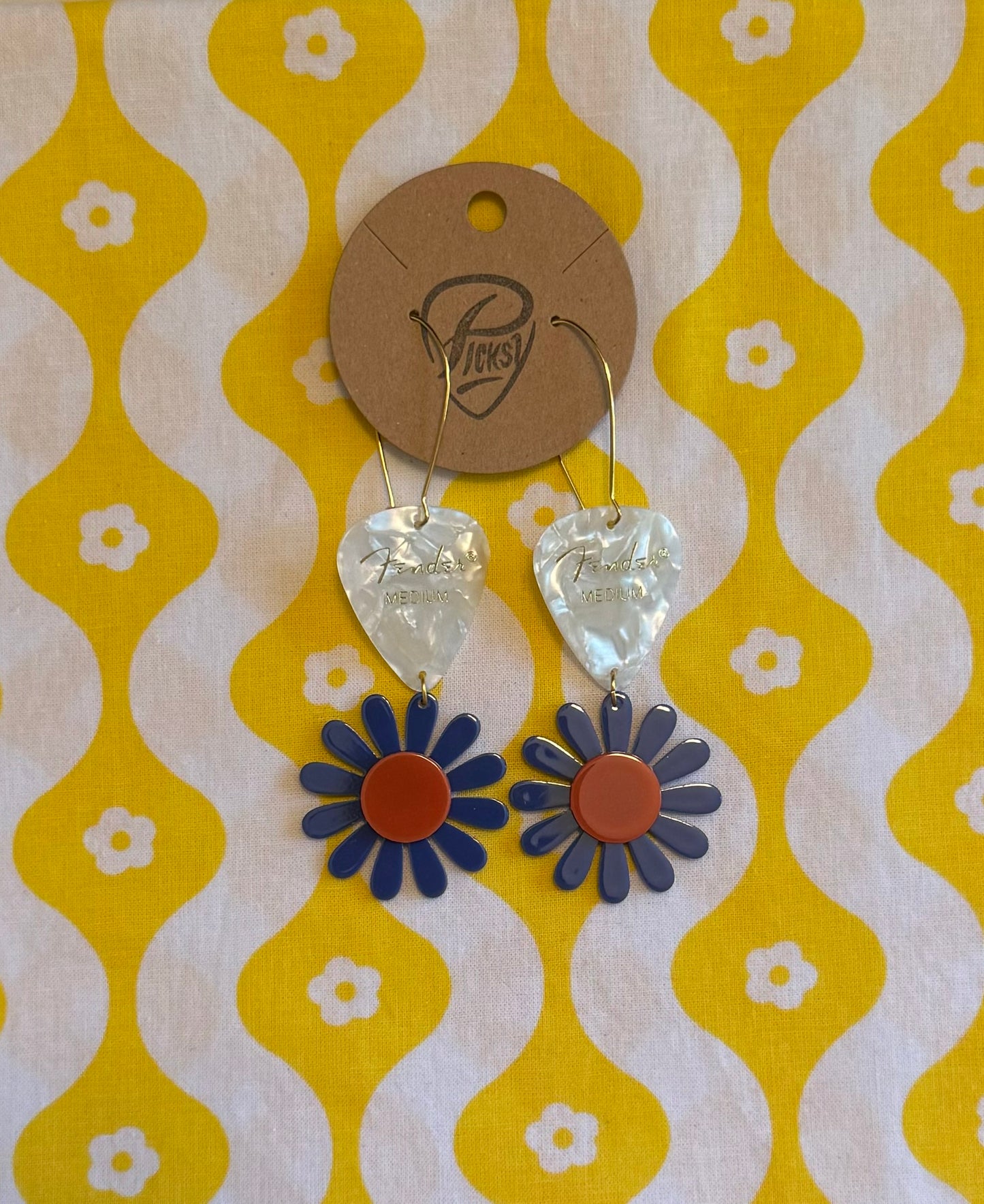 Blue & Orange Daisy Earrings