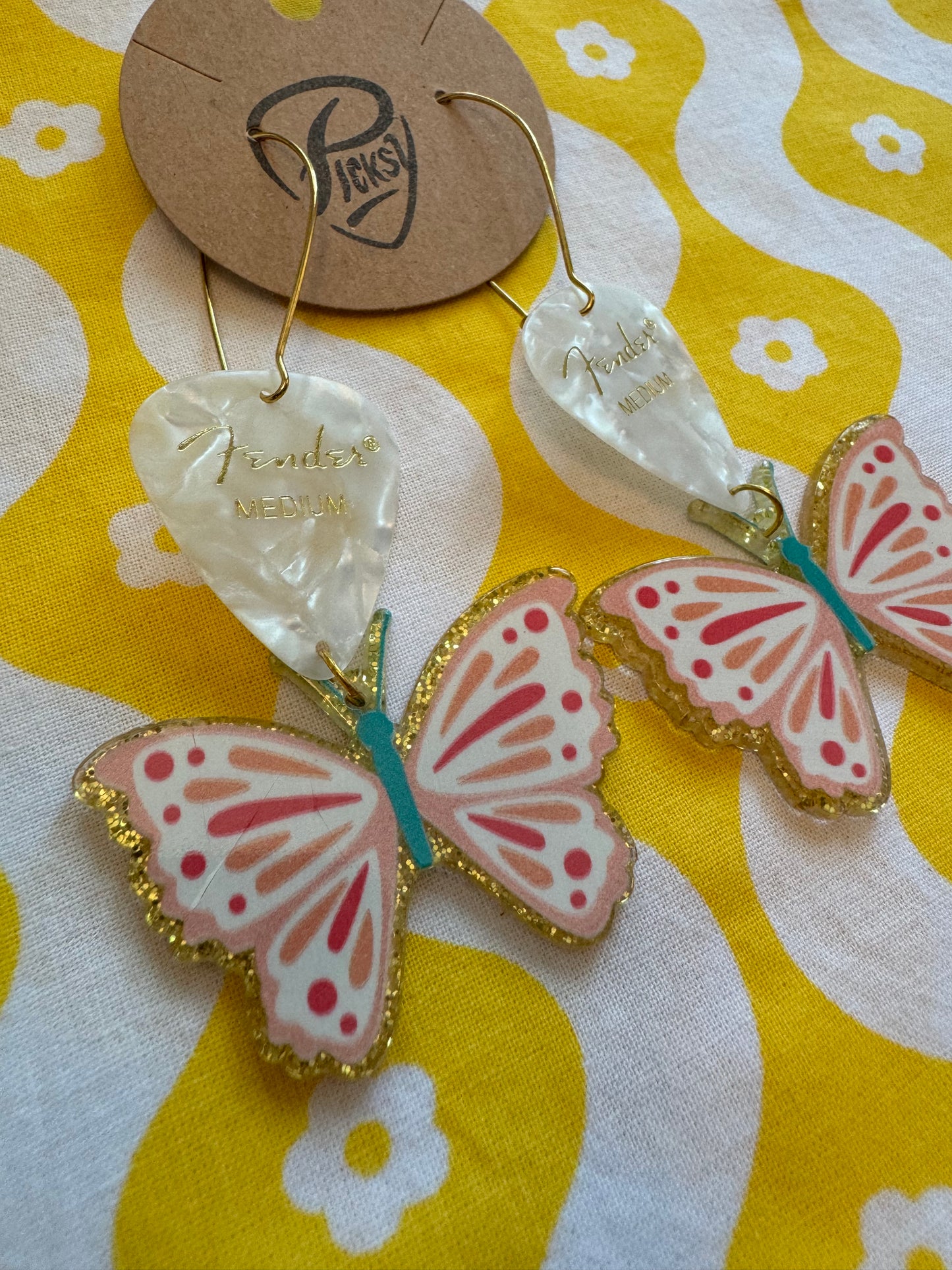 White & Gold Glitter Butterfly