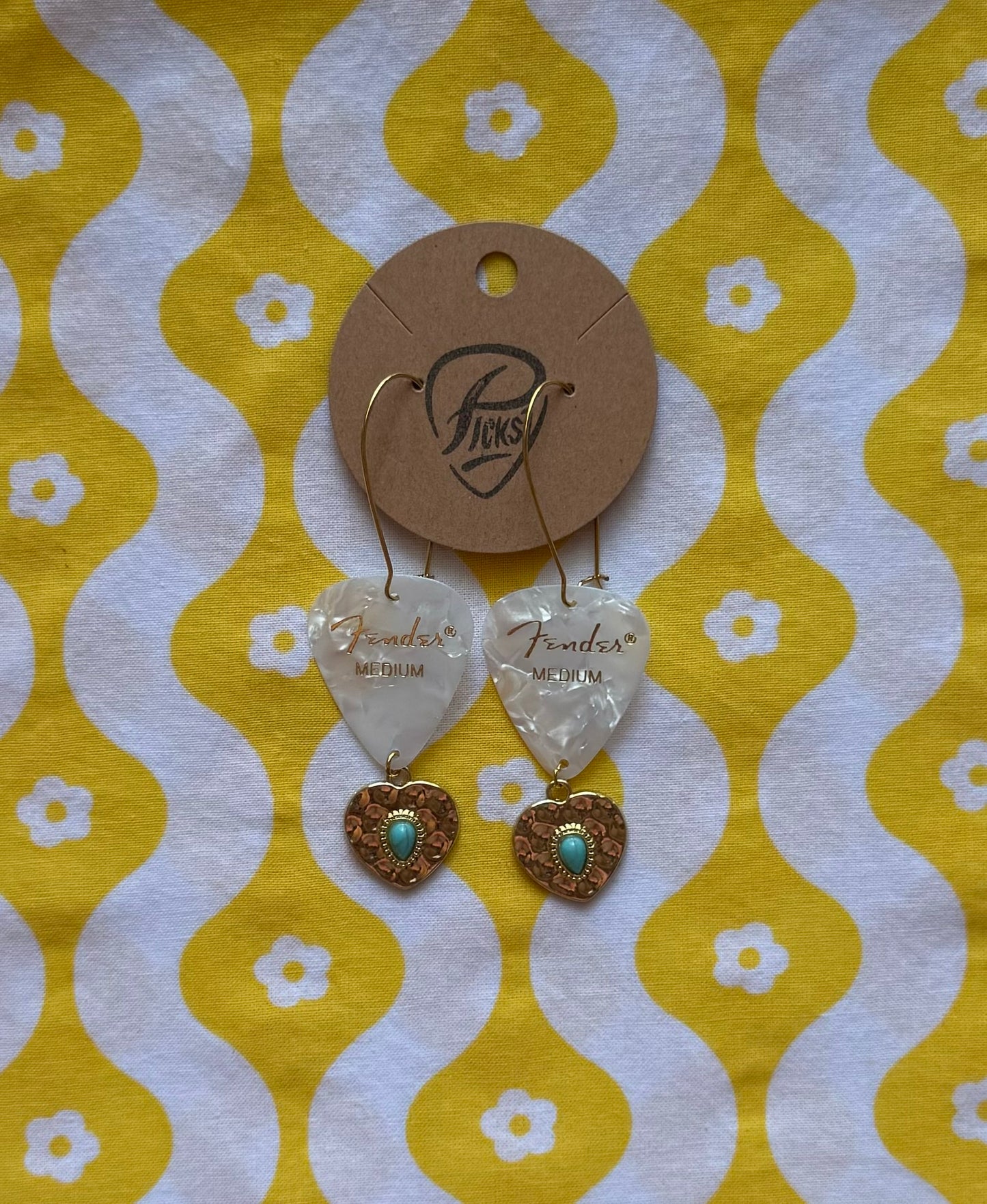 White & Turquoise Gold Hearts