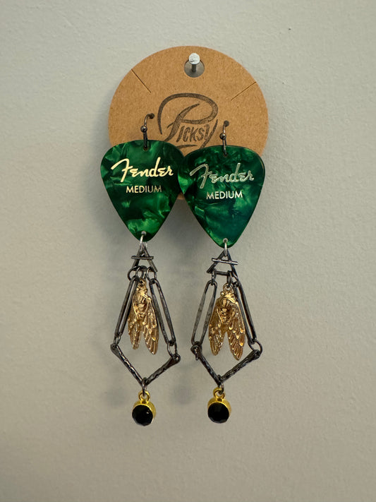 *Spooky* Green Cicada Earrings