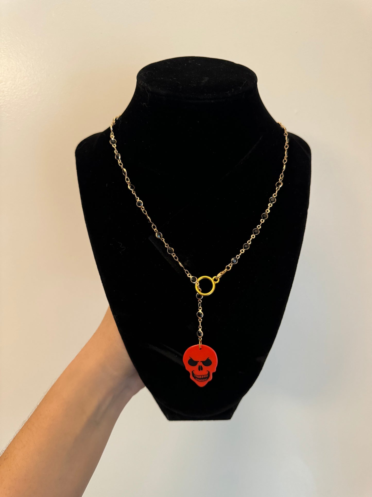 *Spooky* Red Skeleton Beaded Necklace