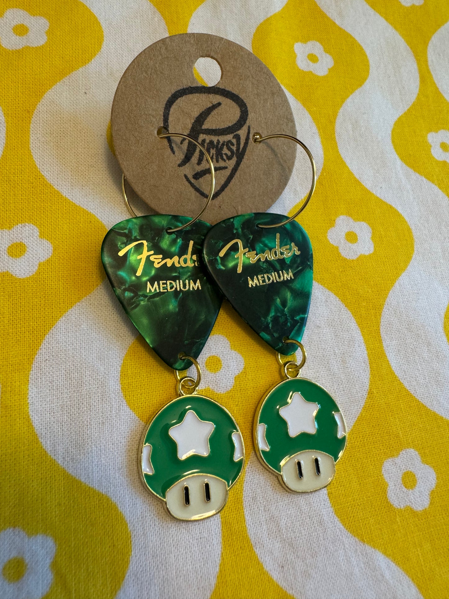 Green Mushroom Earrings