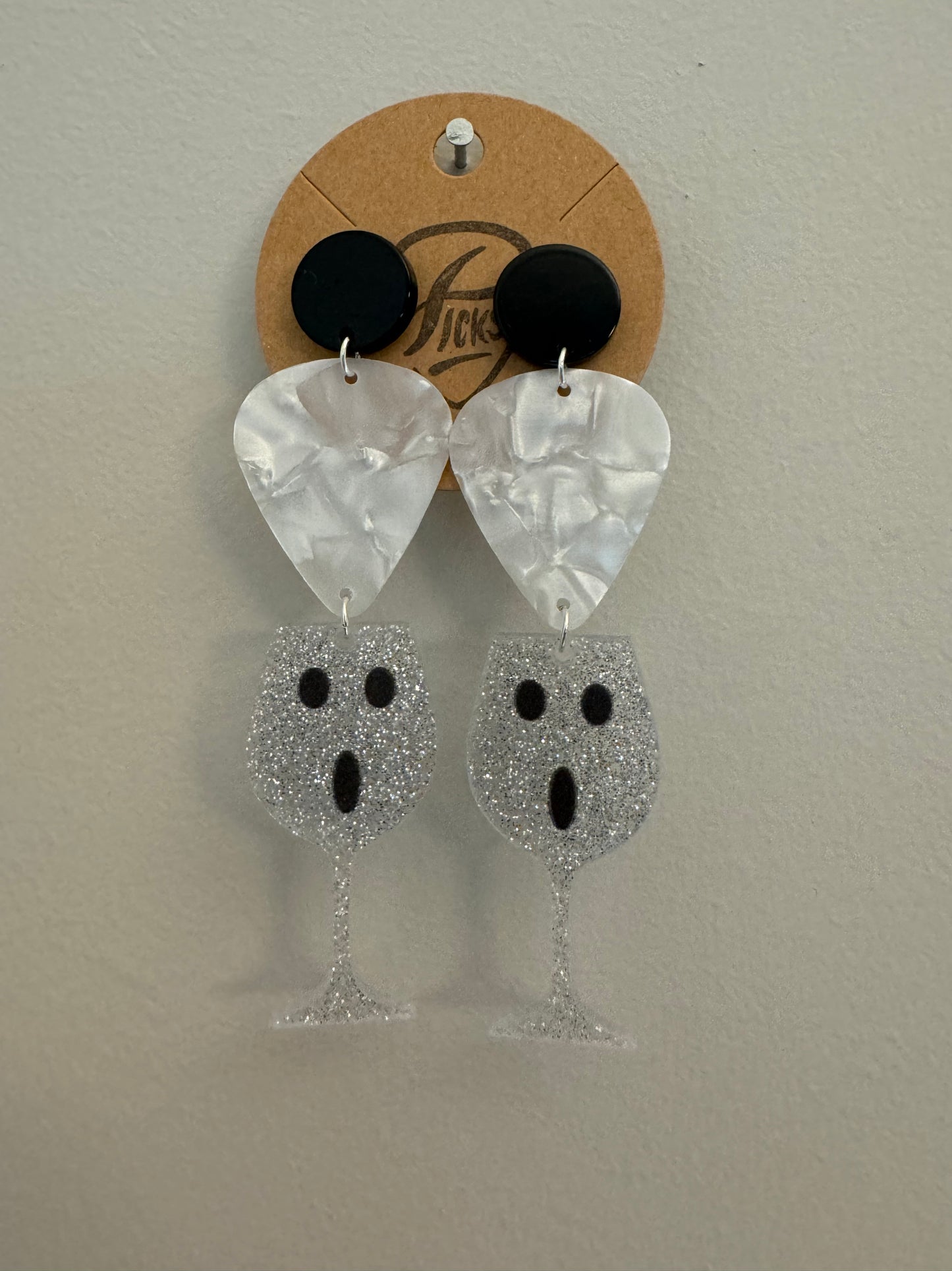 *Spooky* Ghost Wine Glass Earrings