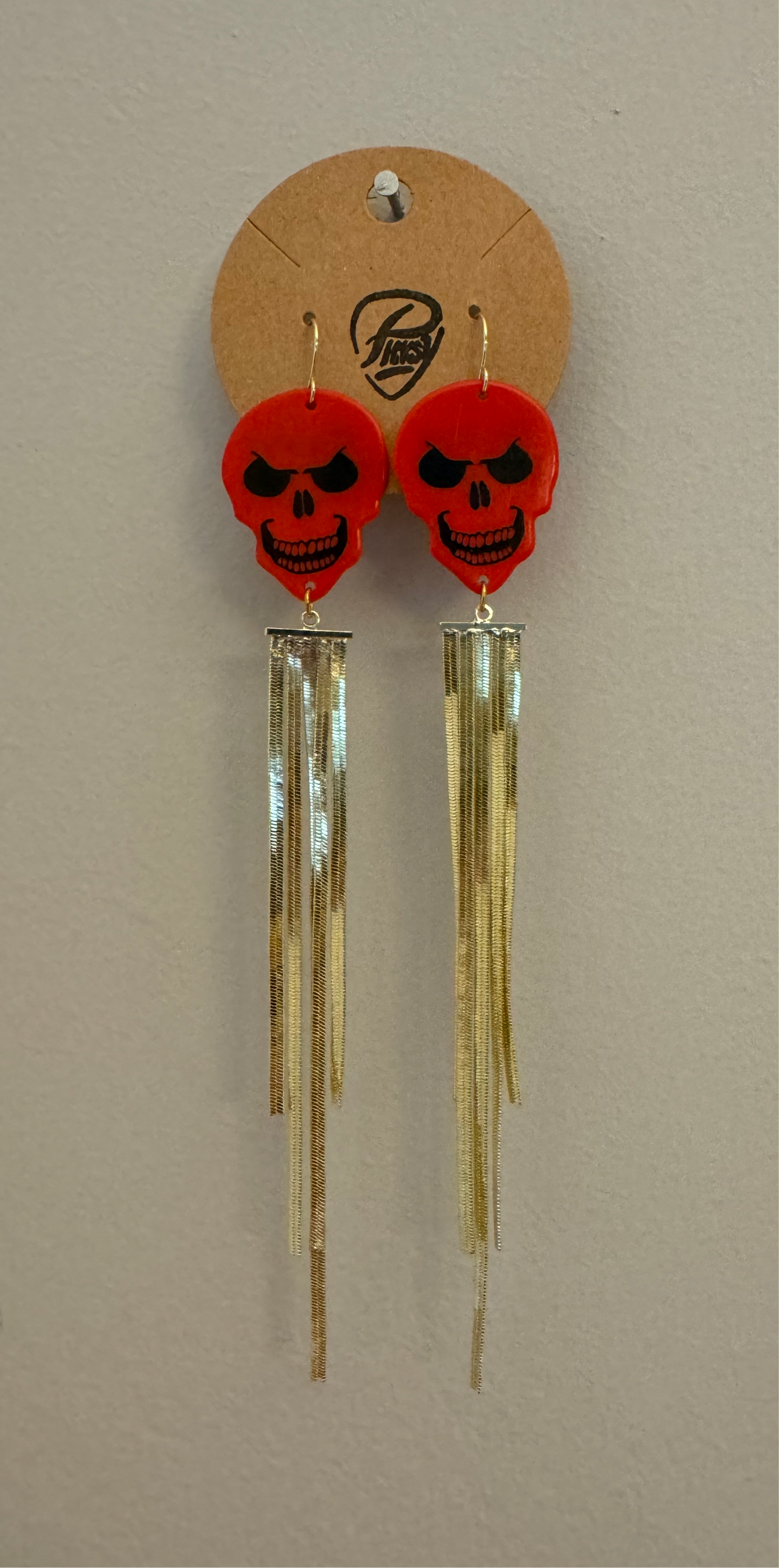 *Spooky* Red Skeleton Fringe Earrings