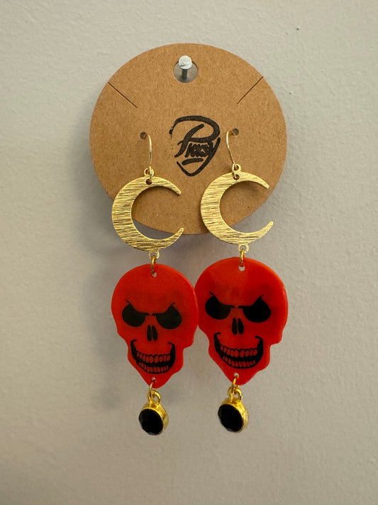 *Spooky* Red Skeleton Earrings