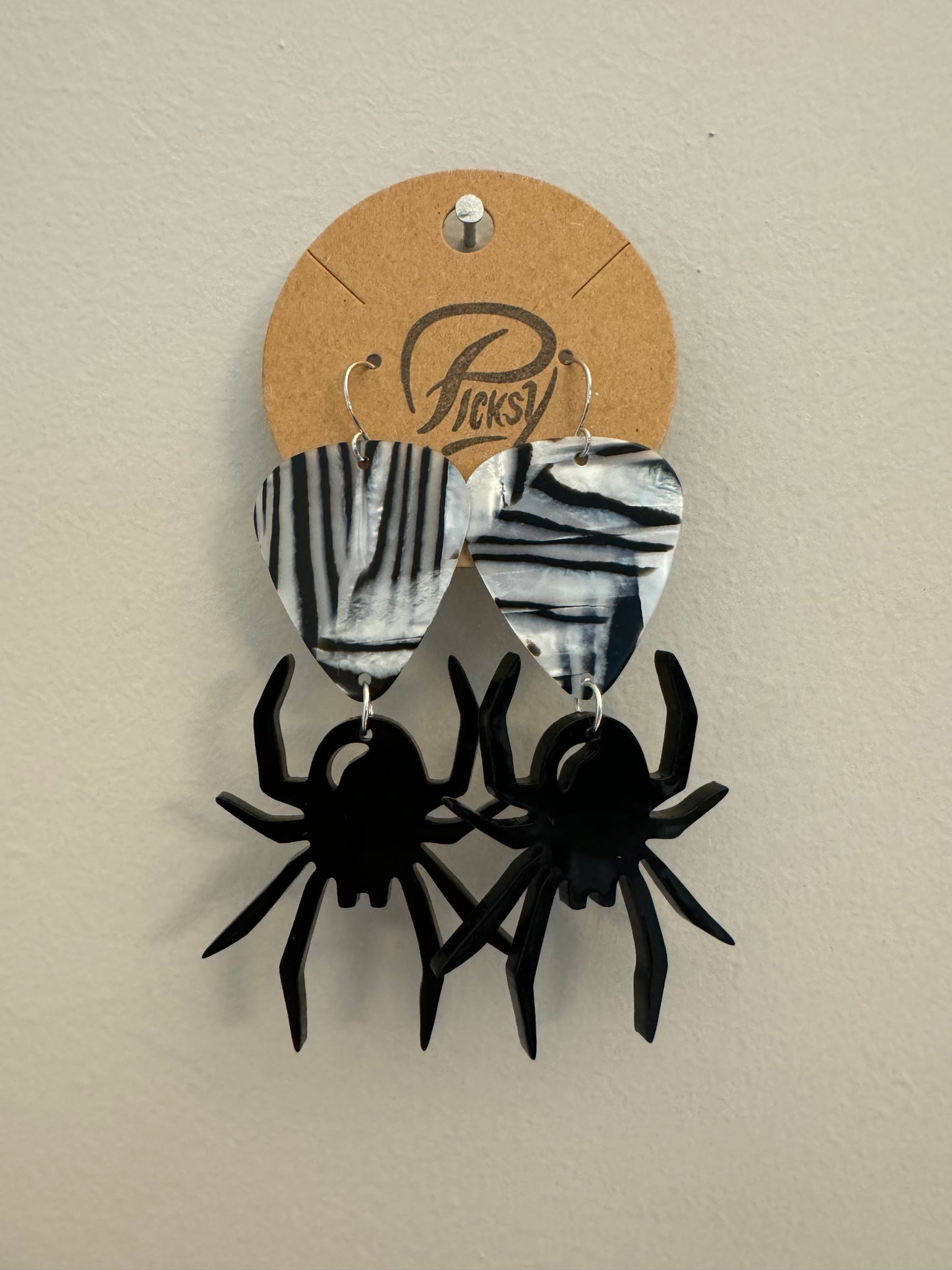 *Spooky* Black & White Spider Earrings