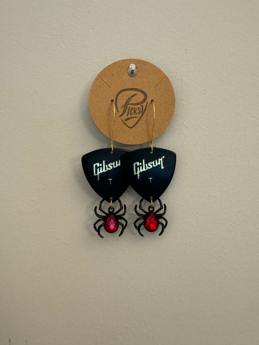 *Spooky* Black & Red Spider Earrings