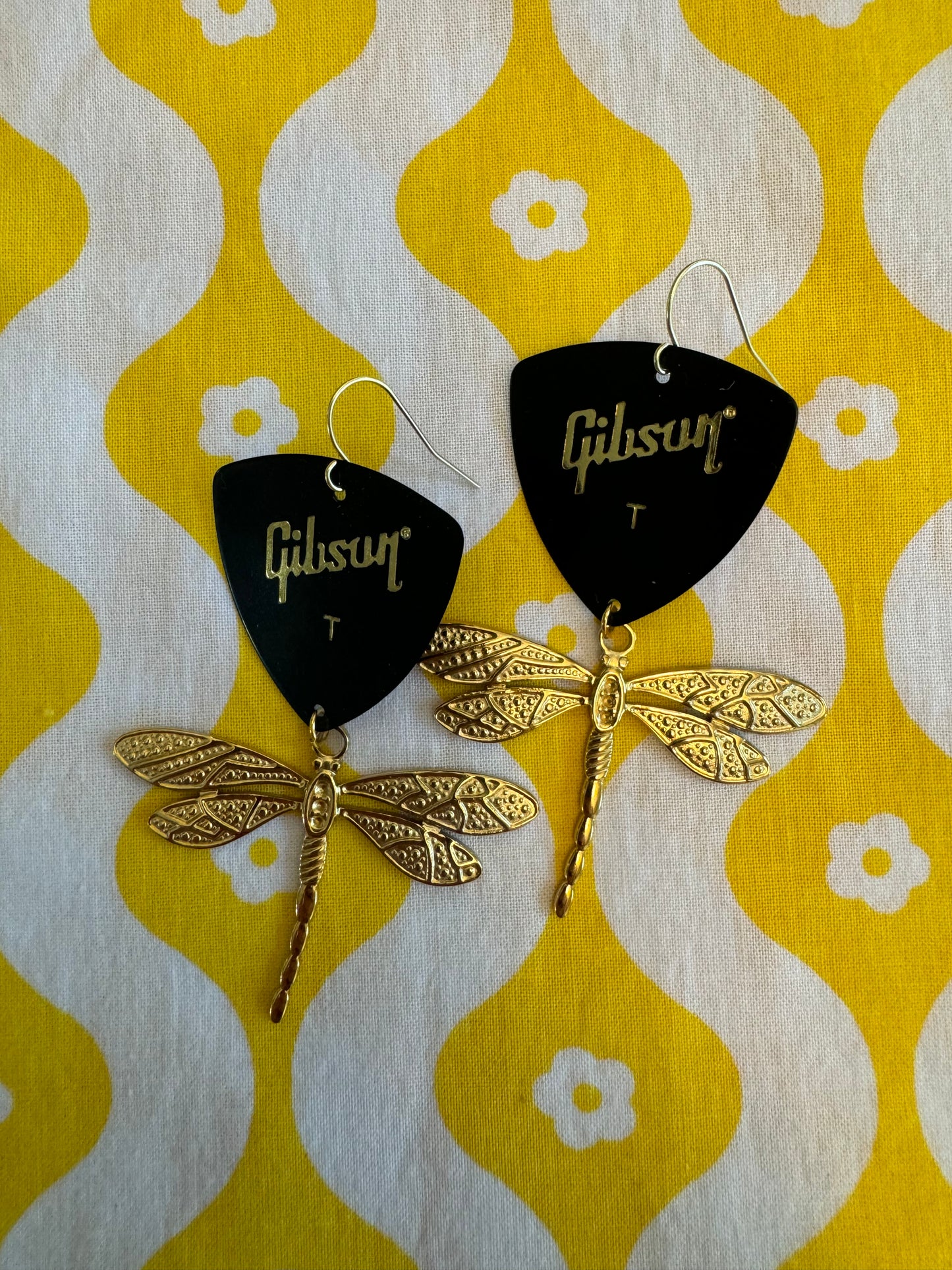 Black & Gold Dragonfly Earrings